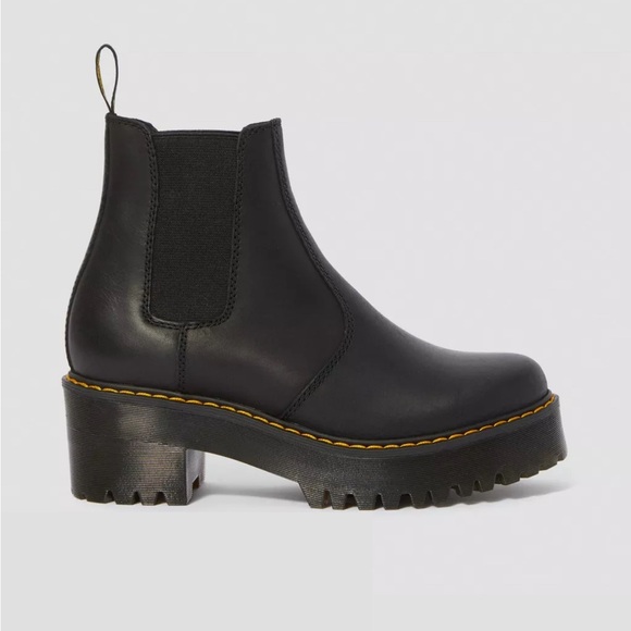 Doc Martens Black Rometty Wyoming Leather Platform Chelsea Boots - Picture 6 of 14